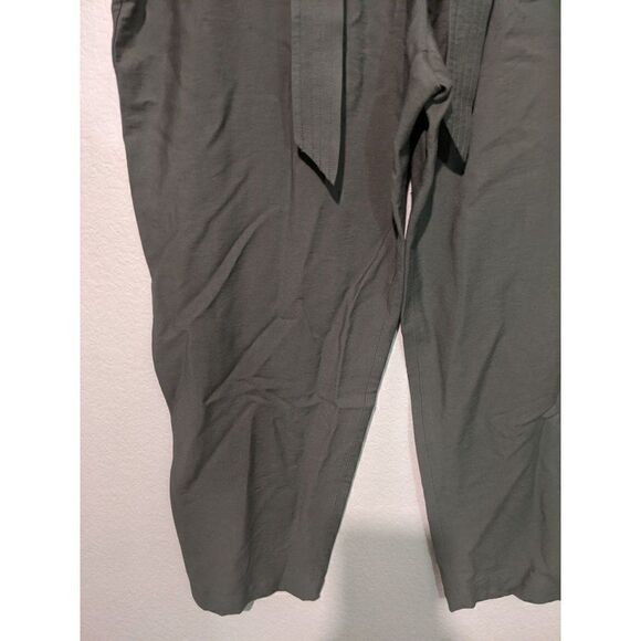 Womens Leith 2X Green Utility Pants High Waist Belt Ankle Length - Picture 8 of 16